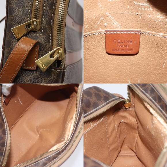 CELINE Macadam Canvas Shoulder Bag Pvc Beige Brown Gold - Picture 11 of 12